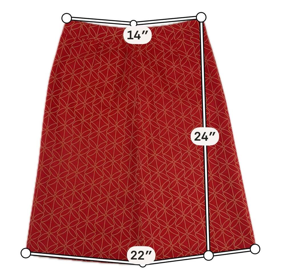 Boden Red Geometric Pattern A-Line Skirt, Size 8R